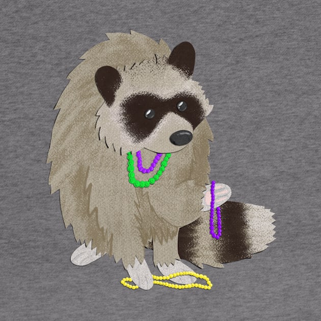 Paper craft Mardi Gras raccoon by Black Squirrel CT